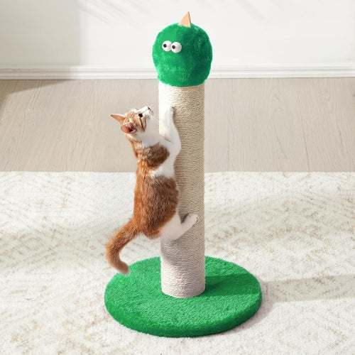 22" Cat Scratching Post, Sisal Cat Scratcher with Interactive Hanging Toy, Monster Design for Indoor Cats, Fits Kittens & Large Cats, Green