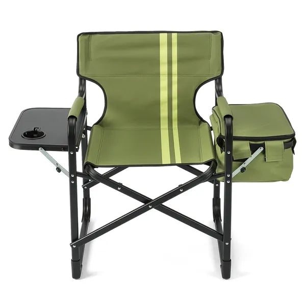 Aeelleea Folding Camping Director Chair, 42.5×20.86×33.07 Inch Portable Outdoor Chair with Side Table & Cooler Bag, 300Lbs Capacity for Patio Fishing