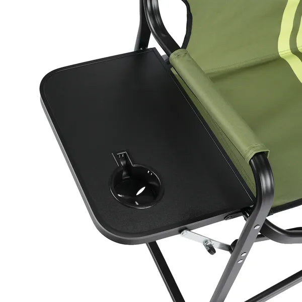 Aeelleea Folding Camping Director Chair, 42.5×20.86×33.07 Inch Portable Outdoor Chair with Side Table & Cooler Bag, 300Lbs Capacity for Patio Fishing