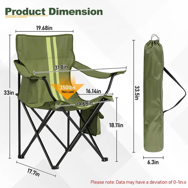 Portable Folding Camping Chair, Heavy Duty Outdoor Lawn Chair for Camping, Beach, Fishing, Picnic with Carry Bag