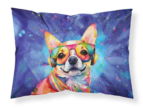 Chihuahua Hippie Dawg Standard Pillowcase 20" x 30", Printed Watercolor Dog Art Pillowcase, Gift for Chihuahua Lovers & Dog Moms