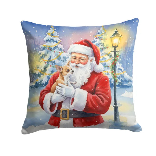 Aeelleea Chihuahua with Santa Claus Pillow 18x18 Christmas Dog Decor