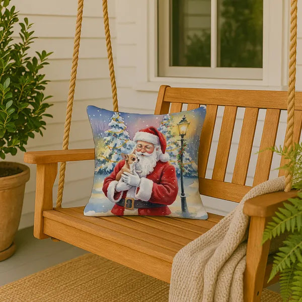 Aeelleea Chihuahua with Santa Claus Pillow 18x18 Christmas Dog Decor