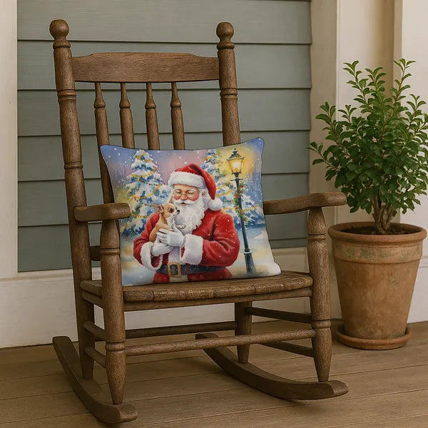 Aeelleea Chihuahua with Santa Claus Pillow 18x18 Christmas Dog Decor
