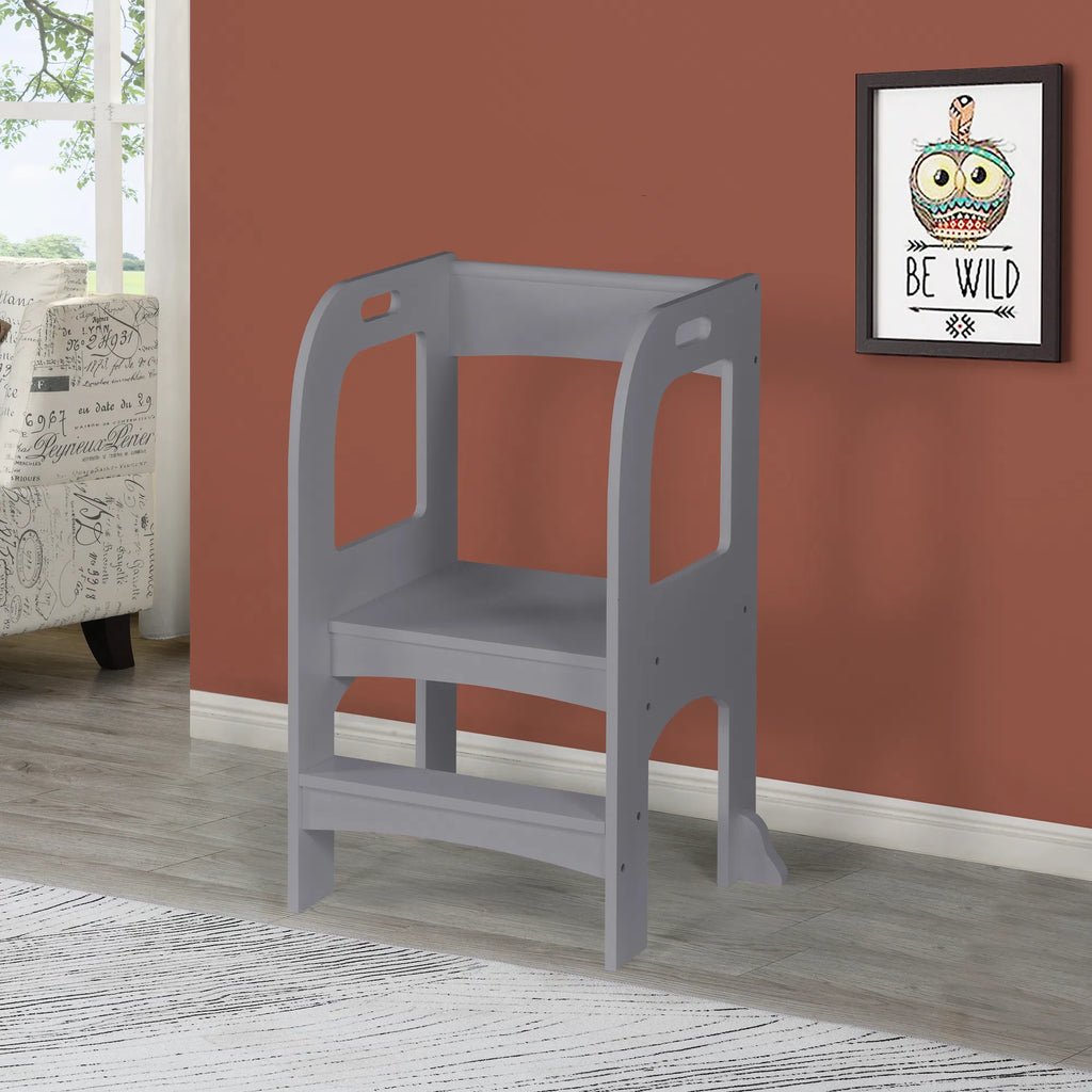 Toddler Standing Tower Step Stool, MDF Kids Kitchen Helper Stool with 50 lbs Weight Limit, Safe Elevated Learning Tower for Counter, Bathroom