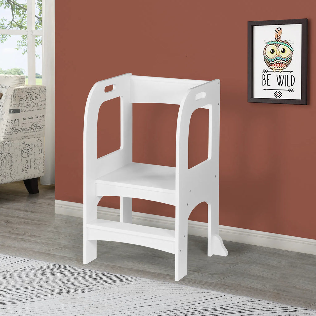 Toddler Standing Tower Step Stool, MDF Kids Kitchen Helper Stool with 50 lbs Weight Limit, Safe Elevated Learning Tower for Counter, Bathroom