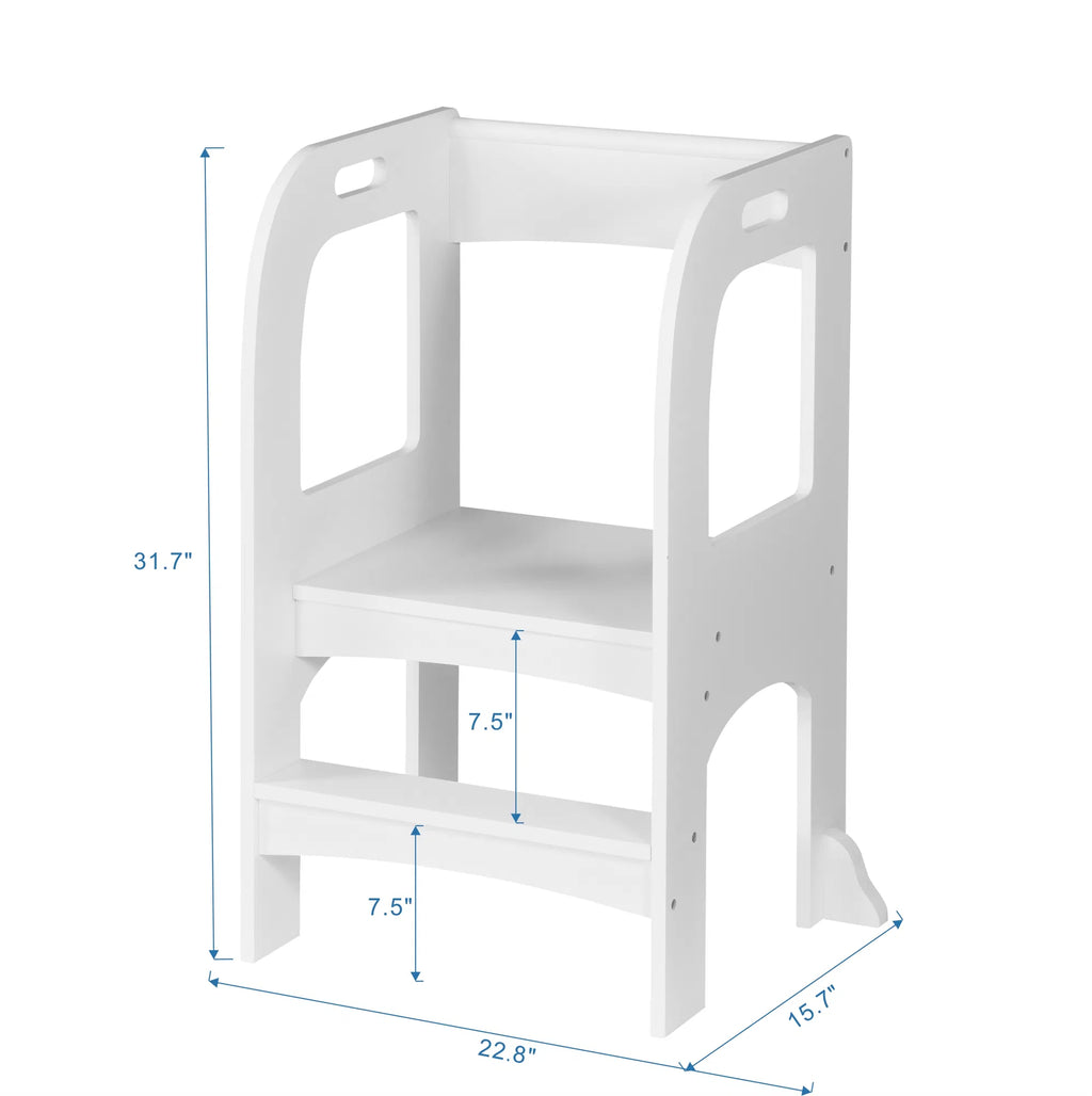 Toddler Standing Tower Step Stool, MDF Kids Kitchen Helper Stool with 50 lbs Weight Limit, Safe Elevated Learning Tower for Counter, Bathroom