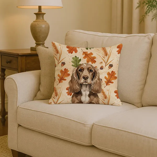 Aeelleea Chocolate Cocker Spaniel Fall Pillow 14x14 in