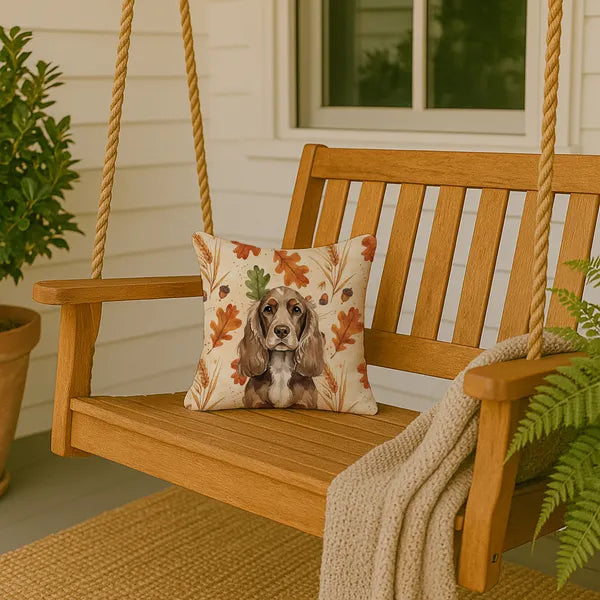 Aeelleea Chocolate Cocker Spaniel Fall Pillow 14x14 in