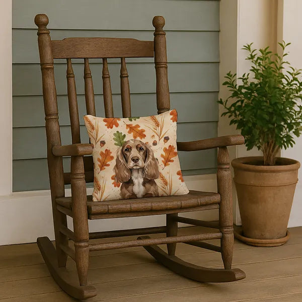 Aeelleea Chocolate Cocker Spaniel Fall Pillow 14x14 in