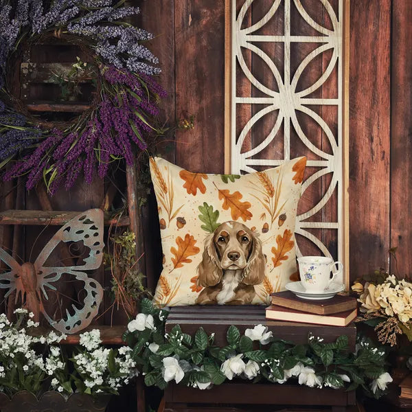 Aeelleea Chocolate Cocker Spaniel Fall Pillow 14x14 in