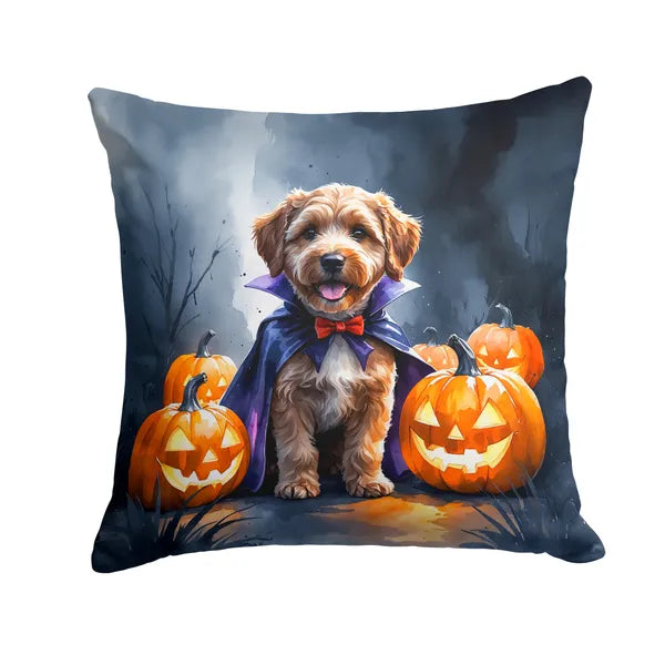 Aeelleea Chocolate Labradoodle Puppy Halloween Pillow 18x18 Machine Washable