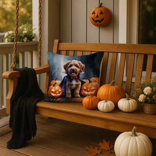 Aeelleea Chocolate Labradoodle Puppy Halloween Pillow 18x18 Machine Washable