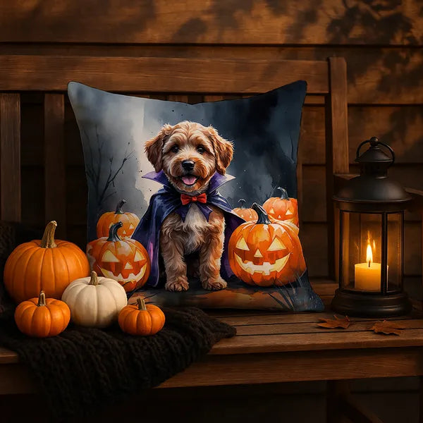 Aeelleea Chocolate Labradoodle Puppy Halloween Pillow 18x18 Machine Washable