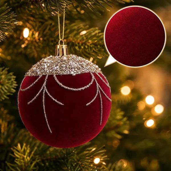 Aeelleea Christmas Ball Ornament Set, Red Green White 3.11in Velvet Xmas Baubles with Gold Sequin Cap, Hanging Decor Balls for Christmas Tree