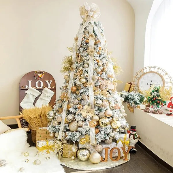 Aeelleea 24Pcs 1.57 Inch Champagne Gold Shatterproof Christmas Ball Ornaments, Hanging Baubles for Christmas Tree, Wedding & Holiday Decor