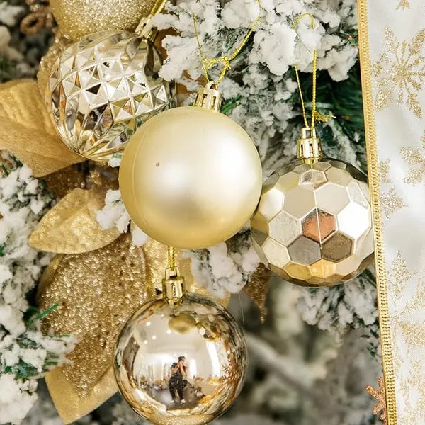 Aeelleea 24Pcs 1.57 Inch Champagne Gold Shatterproof Christmas Ball Ornaments, Hanging Baubles for Christmas Tree, Wedding & Holiday Decor