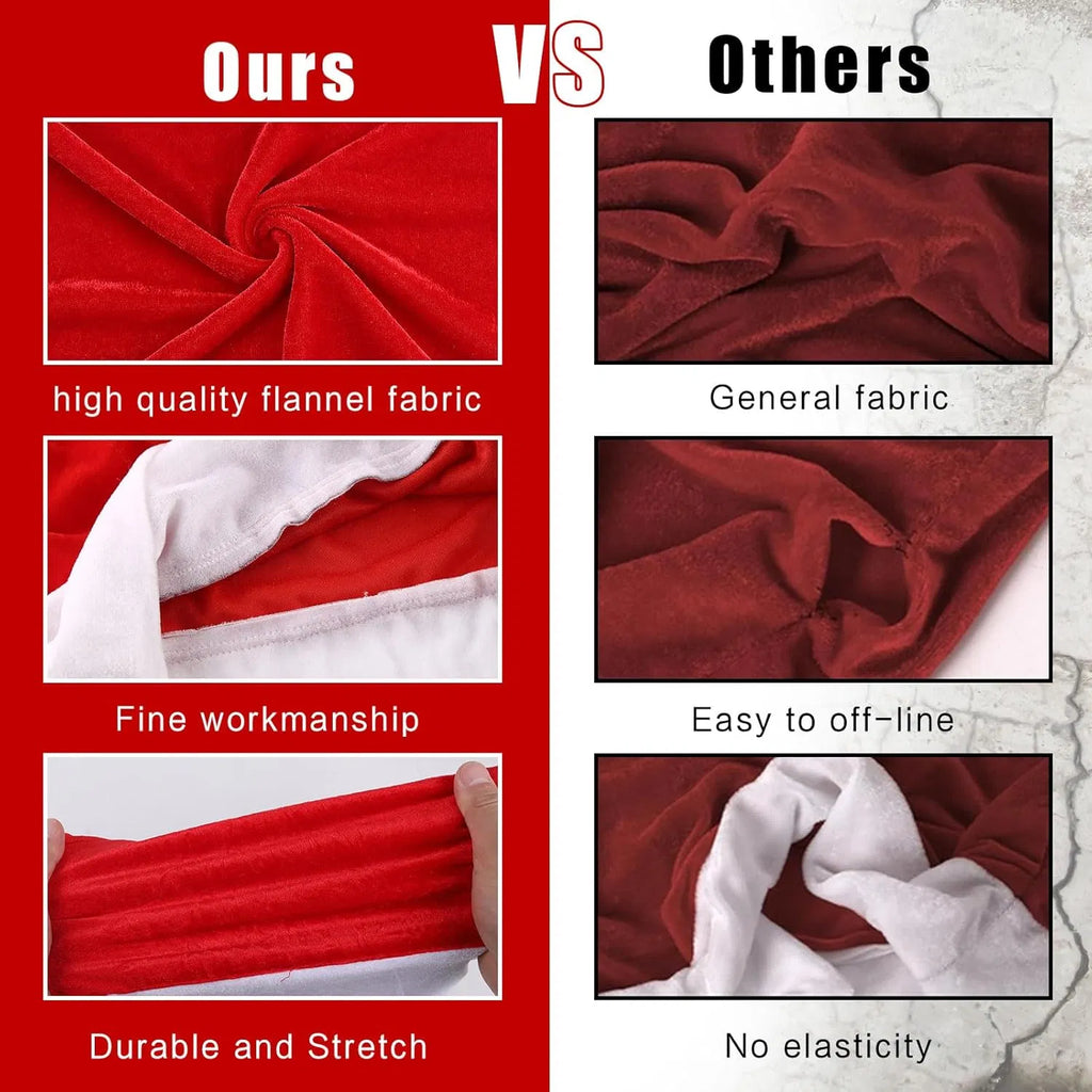 Santa Hat Christmas Chair Back Slipcovers, 2 Count Red‑White Flannel Chair Covers for Dining Room, Kitchen & Bar, Reusable Xmas Holiday Party Decor
