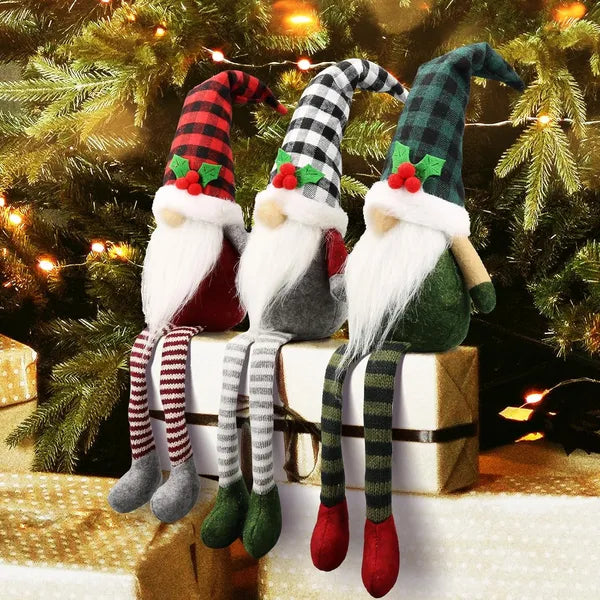 Aeelleea Christmas Gnomes Plush, Scandinavian Tomte Santa Ornaments, Buffalo Check Plaid Xmas Doll, Home Office Indoor Decor Gift for Gnome Lovers
