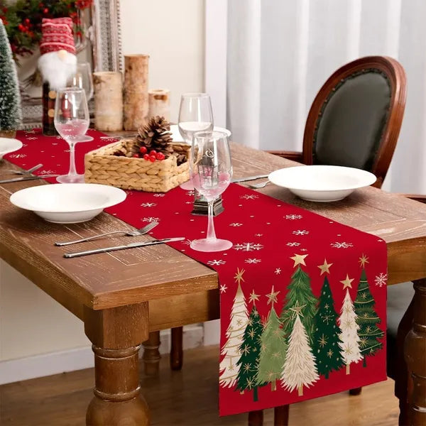 Aeelleea Christmas Table Runner 13x72 Inch, Christmas Tree Snowflake Farmhouse Table Runner, Holiday Table Decor for Kitchen Dining Indoor Outdoor Party
