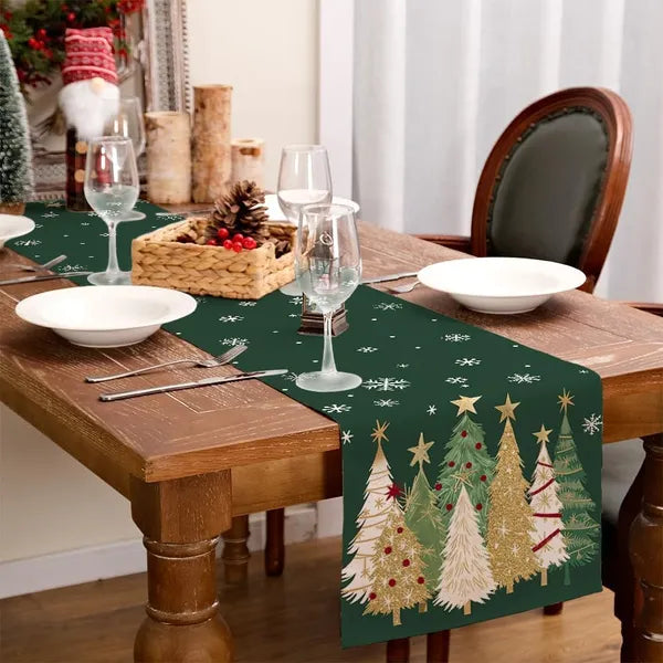 Aeelleea Christmas Table Runner 13x72 Inch, Christmas Tree Snowflake Farmhouse Table Runner, Holiday Table Decor for Kitchen Dining Indoor Outdoor Party