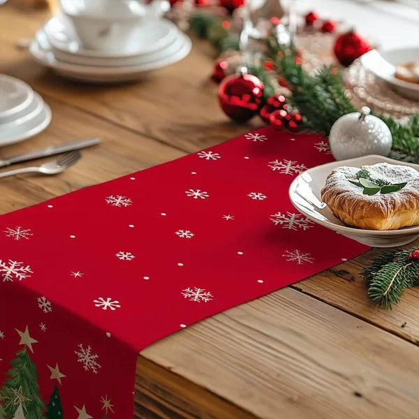 Aeelleea Christmas Table Runner 13x72 Inch, Christmas Tree Snowflake Farmhouse Table Runner, Holiday Table Decor for Kitchen Dining Indoor Outdoor Party