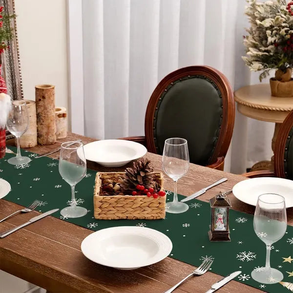 Aeelleea Christmas Table Runner 13x72 Inch, Christmas Tree Snowflake Farmhouse Table Runner, Holiday Table Decor for Kitchen Dining Indoor Outdoor Party