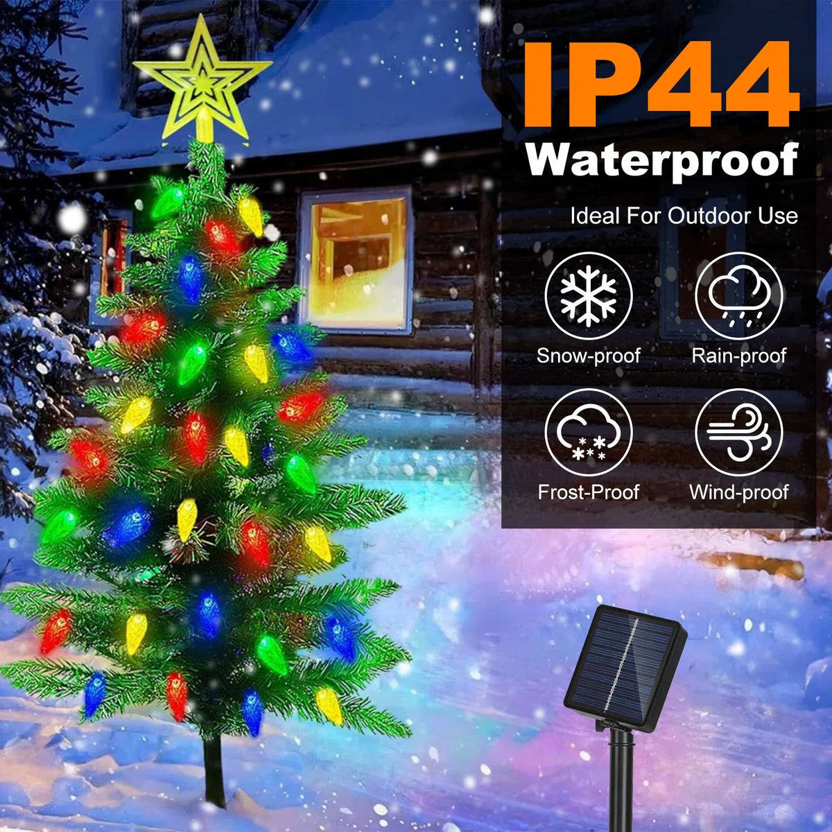 2-Pack Solar Christmas Tree Lights, 37.4in Outdoor Yard Decor with 100 LED & 8 Modes