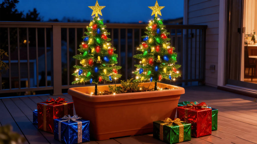 2-Pack Solar Christmas Tree Lights, 37.4in Outdoor Yard Decor with 100 LED & 8 Modes