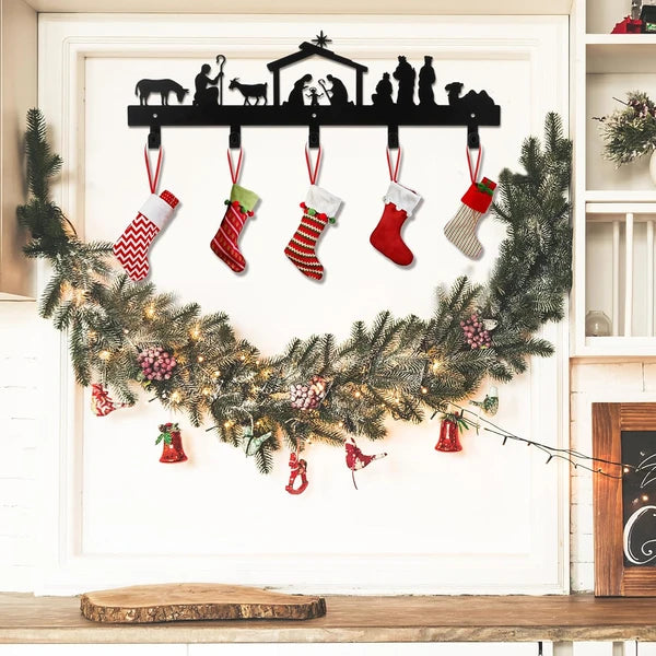 Aluminum Christmas Nativity Scene Wall Hanging Decor, Religious Holy Family Silhouette Wall Art for Home, Living Room & Christian Holiday Gift