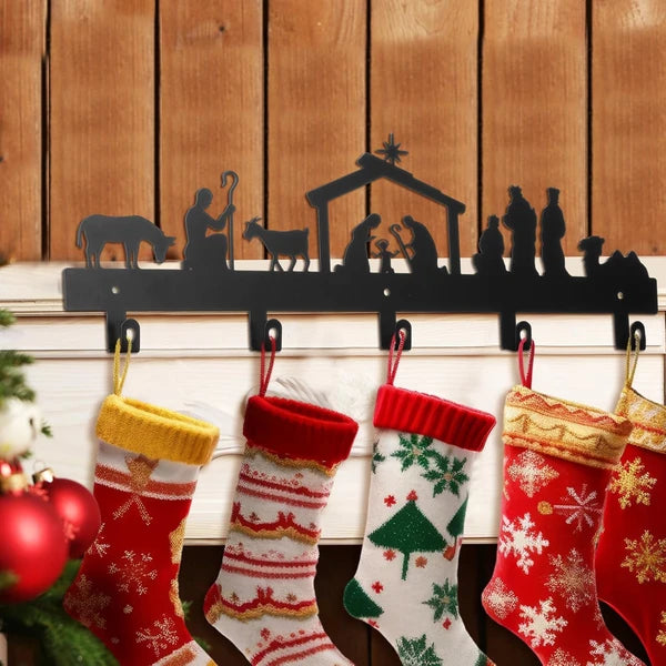 Aluminum Christmas Nativity Scene Wall Hanging Decor, Religious Holy Family Silhouette Wall Art for Home, Living Room & Christian Holiday Gift
