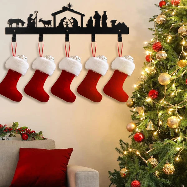 Aluminum Christmas Nativity Scene Wall Hanging Decor, Religious Holy Family Silhouette Wall Art for Home, Living Room & Christian Holiday Gift
