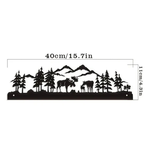 Deer Metal Wall Art, Modern Forest‑Style Iron Deer Silhouette Wall Decor for Living Room, Bedroom, Cabin & Holiday Gift