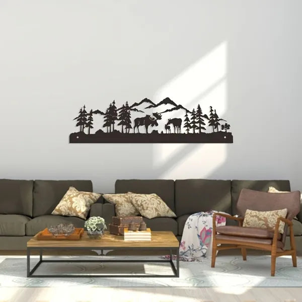 Deer Metal Wall Art, Modern Forest‑Style Iron Deer Silhouette Wall Decor for Living Room, Bedroom, Cabin & Holiday Gift