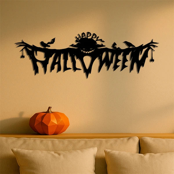 Gothic Halloween Metal Wall Art, Spooky Horror‑Theme Silhouette Wall Decor for Living Room, Bedroom & Indoor Halloween Party Accents