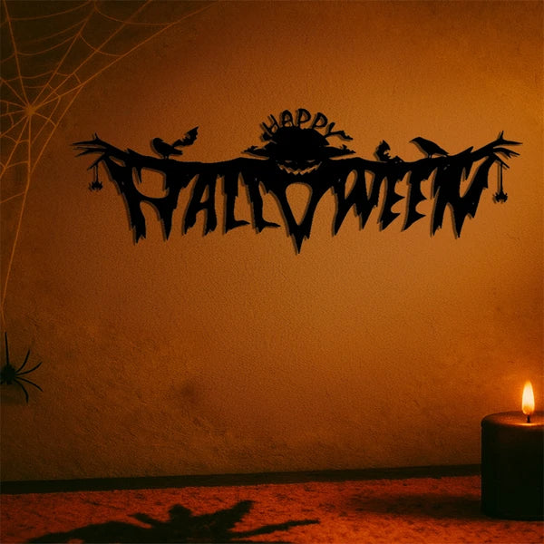 Gothic Halloween Metal Wall Art, Spooky Horror‑Theme Silhouette Wall Decor for Living Room, Bedroom & Indoor Halloween Party Accents