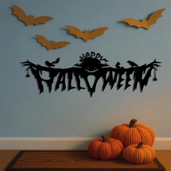 Gothic Halloween Metal Wall Art, Spooky Horror‑Theme Silhouette Wall Decor for Living Room, Bedroom & Indoor Halloween Party Accents