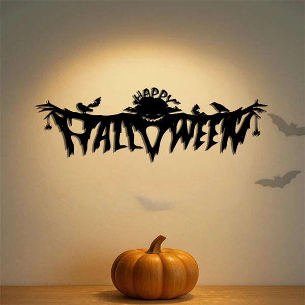 Gothic Halloween Metal Wall Art, Spooky Horror‑Theme Silhouette Wall Decor for Living Room, Bedroom & Indoor Halloween Party Accents