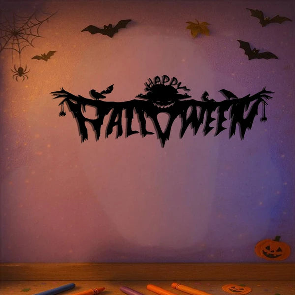 Gothic Halloween Metal Wall Art, Spooky Horror‑Theme Silhouette Wall Decor for Living Room, Bedroom & Indoor Halloween Party Accents