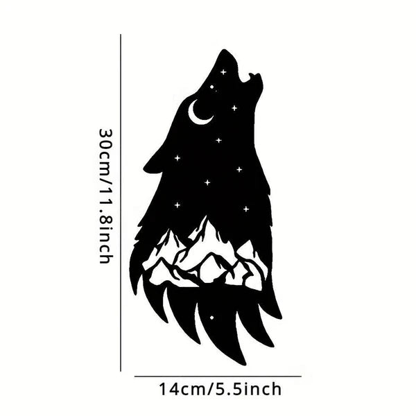 Gothic Howling Wolf Metal Wall Art, Black Silhouette Dark Academia Decor for Living Room, Bedroom, Office & Halloween Christmas Gift