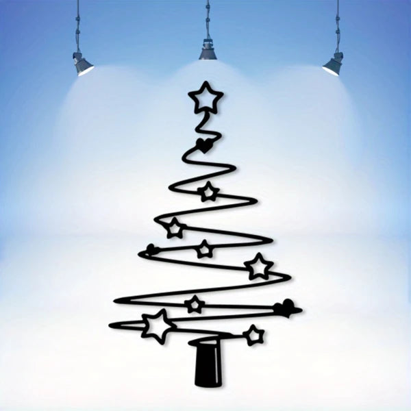 Minimalist Metal Christmas Tree Wall Art, Aluminum Silhouette Holiday Decor for Living Room, Bedroom, Mantel & Christmas Housewarming Gift
