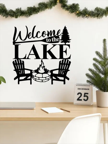 Modern Abstract Lake Iron Wall Art, Waterproof Rust‑Resistant Metal Wall Decor for Living Room, Bedroom, Office & Patio Decoration