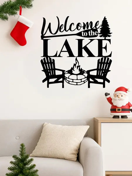 Modern Abstract Lake Iron Wall Art, Waterproof Rust‑Resistant Metal Wall Decor for Living Room, Bedroom, Office & Patio Decoration