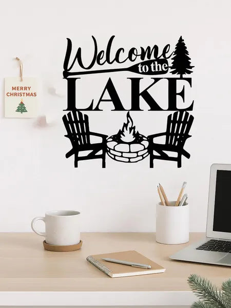 Modern Abstract Lake Iron Wall Art, Waterproof Rust‑Resistant Metal Wall Decor for Living Room, Bedroom, Office & Patio Decoration