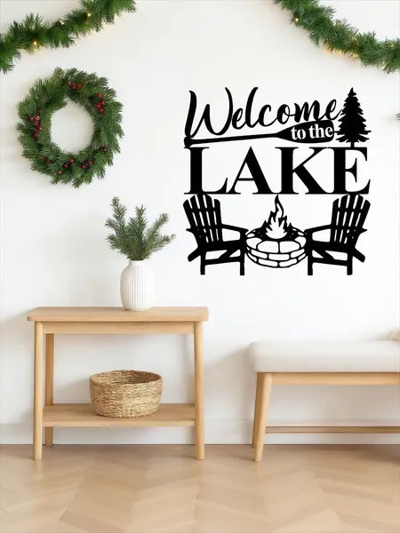 Modern Abstract Lake Iron Wall Art, Waterproof Rust‑Resistant Metal Wall Decor for Living Room, Bedroom, Office & Patio Decoration