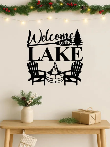 Modern Abstract Lake Iron Wall Art, Waterproof Rust‑Resistant Metal Wall Decor for Living Room, Bedroom, Office & Patio Decoration