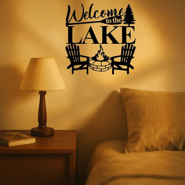 Modern Abstract Lake Iron Wall Art, Waterproof Rust‑Resistant Metal Wall Decor for Living Room, Bedroom, Office & Patio Decoration