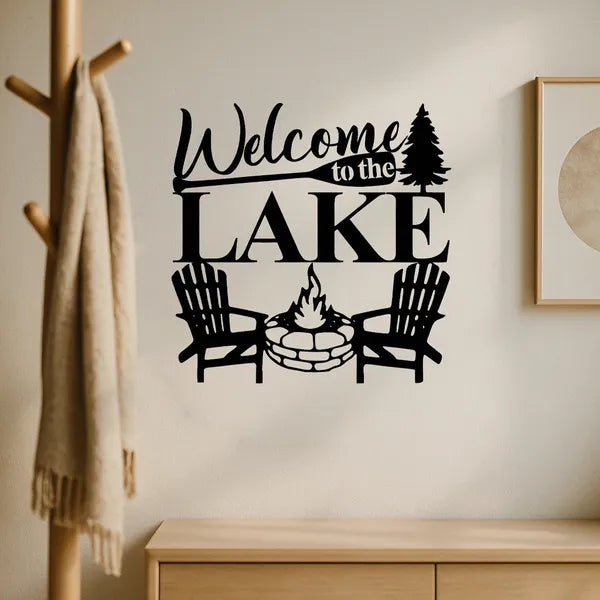 Modern Abstract Lake Iron Wall Art, Waterproof Rust‑Resistant Metal Wall Decor for Living Room, Bedroom, Office & Patio Decoration