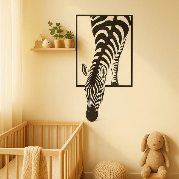 Modern Zebra Wall Art, Black & White Animal Print Metal Wall Decor for Living Room, Office, Bedroom & Holiday Gift