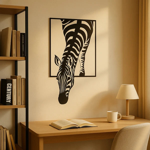 Modern Zebra Wall Art, Black & White Animal Print Metal Wall Decor for Living Room, Office, Bedroom & Holiday Gift